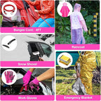 Roadside Emergency Car kit for Vehicles, with 4 in 1 Inflatable Car Vacuum Cleaner, Pink Jumper Cables, First Aid Kit, Tow Ro