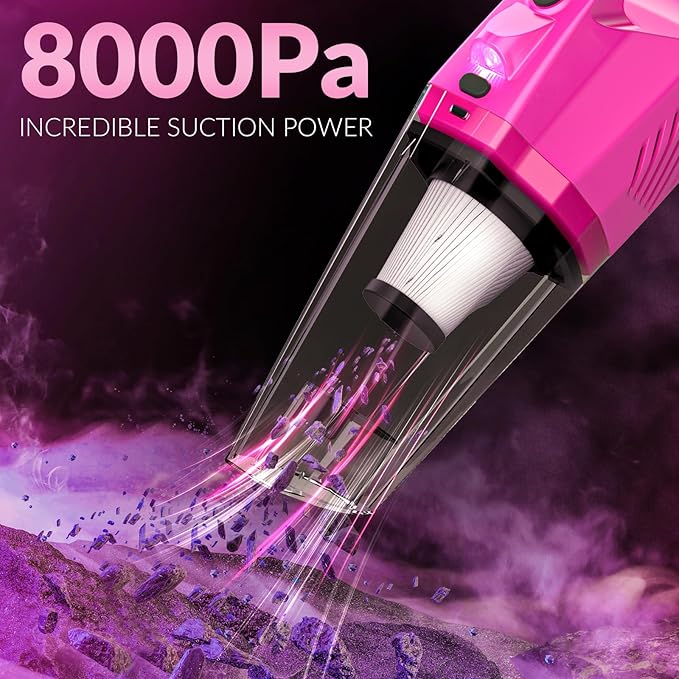 ThinkLearn Car Cleaning Kit, Car Vacuum Detailing Kit Interior with High Power Handheld Vacuum, Including 7Pcs Detailing Brus