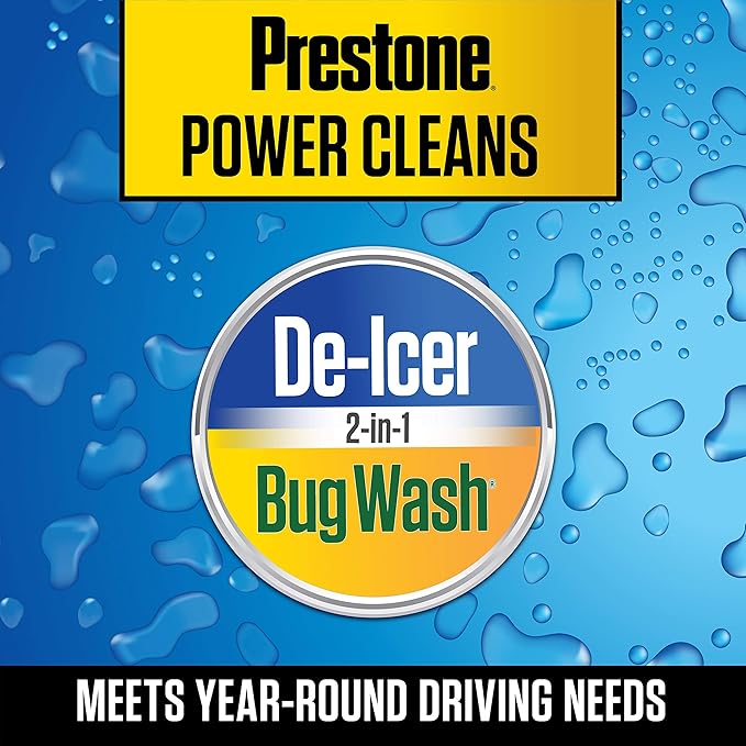 Prestone AS658 All Season 2-in-1 Windshield Washer Fluid, Year Round, De-Icer + Bugwash, 1 Gallon