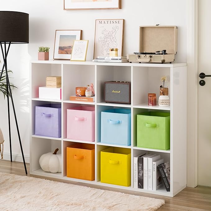 GRANNY SAYS 11x11 storage cubes for shelves, Rainbow-colored Storage Boxes for Cube Storage, 11-inch Cube Storage Bins for Or