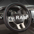 West Llama Customized Auto Car Steering Wheel Cover for Dodge RAM 1500 2500 3500, 15.5-16 inch(Black+Red Line-Large Size)