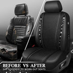 CAR PASS Memory Foam Mesh Bling Diamond Car Seat Cover 2 Front Seats Breathable Soft Sponge Universal Shining Glitter Sparkly Crystal Fit Armrest Automotive Truck SUV Cute Women Girl, Black Rhinestone