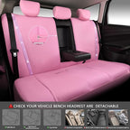 CAR PASS Bling Diamond Car Seat Covers Full Set, Shining Rhinestone Waterproof Faux Leather, Rear with Zipper, Universal Fit Automotive Glitter Crystal Sparkle Strips for Cute Women Girl, Pink