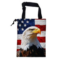 Car Trash Bag American Flag and Eagle Leak-Proof Car Garbage Bag with Drawstring Foldable Canvas Trash Bin with Adjustable Buckle for Car Accessories, Travelling, Camping