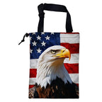 Car Trash Bag American Flag and Eagle Leak-Proof Car Garbage Bag with Drawstring Foldable Canvas Trash Bin with Adjustable Buckle for Car Accessories, Travelling, Camping