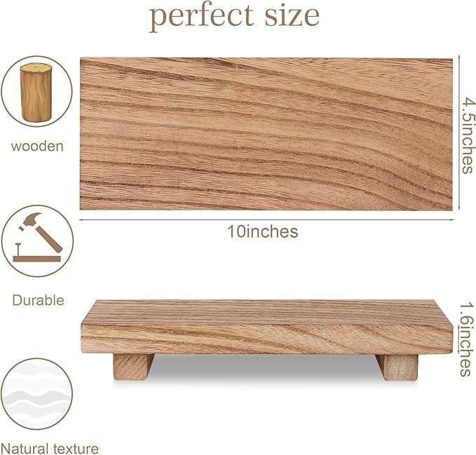 zoocatia Small Wood Tray Pedestal Stand Farmhouse Bathroom Decor Decorative Wooden Riser Kitchen Soap Dish Holder for Vanity,