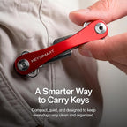 KeySmart Original Key Holder - Compact Key Organizer for Key Chain, Minimalist Clutter-Free EDC Keychains Key Ring, Red, 14 K