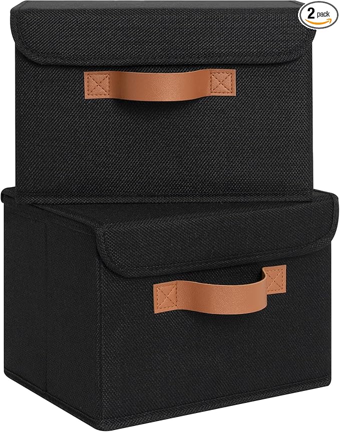 GRANNY SAYS Small Storage Bins with Lids, Small Storage Boxes, Shelf Baskets for Shelf, Collapsible Storage Bins for Living R