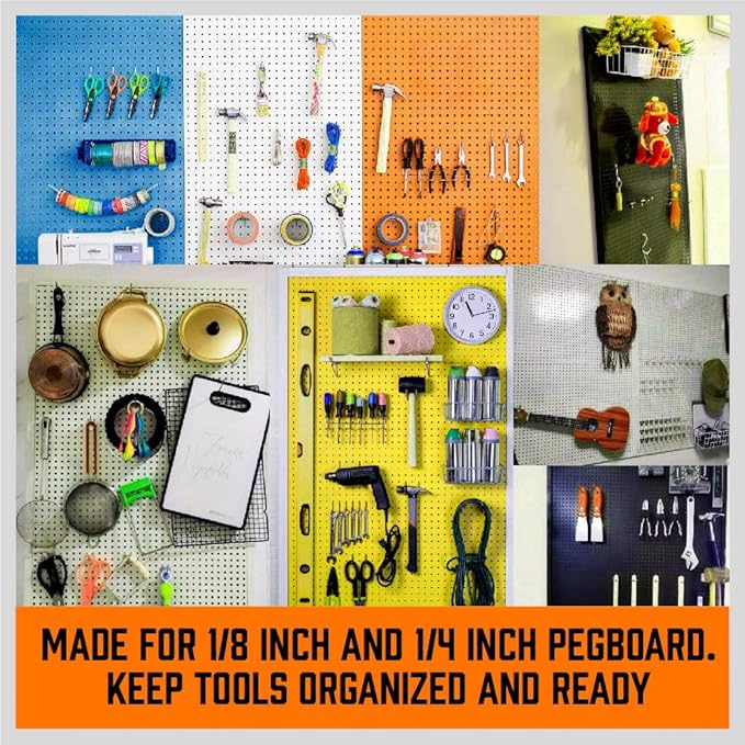 HORUSDY 238 PCS Pegboard Hooks Assortment Kit – 16 Types Heavy Duty Pegboard Accessories with Bins – Fits 1/8 & 1/4 Inch Pegb