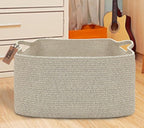 COMFY-HOMI Large Rectangular Blanket Basket, Woven Cotton Rope Baskets for Storage, Laundry Hamper Basket, Storage Bin,Toy Or