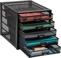 Mind Reader File Storage Drawers, Desk Organizer, Multi-Purpose, Crafts, Office, Metal Mesh, 11"L x 14"W x 11"H, Black, 5 Dra
