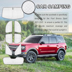 KMF 8pcs Thicken Sun Shades for Ford Bronco Sport 2021-2025 2026 Accessories, Custom Fit Full Car Window Covers Sunshade for Windshield Side Rear, UV Block and Blackout Privacy for Camping Outdoor