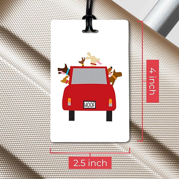 R. Nichols Dogs Luggage Tag Set - Sturdy Waterproof Plastic Travel Labels for Baggage, Suitcases, Backpacks, and Diaper Bags,