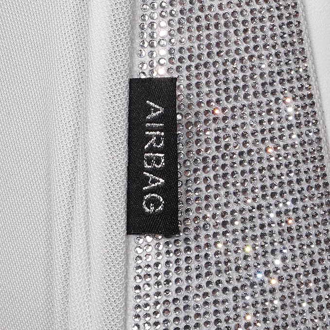 CAR PASS All White Bling Diamond Leather Car Seat Covers Full Sets,Waterproof Shining Glitter Sparkly Crystal Universal Fit f
