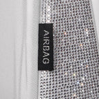 CAR PASS All White Bling Diamond Leather Car Seat Covers Full Sets,Waterproof Shining Glitter Sparkly Crystal Universal Fit f