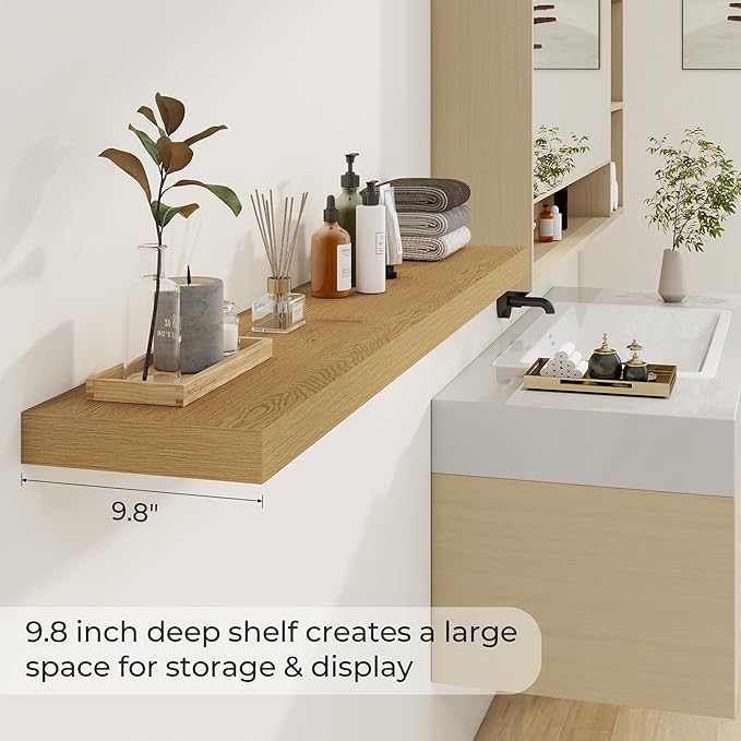 Dreamland 55 Inches Floating Shelves for Wall, 9.8" Deep Long Floating Shelves Set of 2, Large Display & Storage Shelf, Wall 
