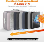 Nacial 5200℉ Fireproof Document Box with Lock, Expandable Document Organizer, Heat Insulated Fireproof Waterproof Box for Fil