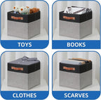 Temary 11 x 11 Cube Storage Bins Fabric Storage Cubes for Shelf, Closet, 4 Pack Cube Basket for Clothes, Storage Cube Bins wi