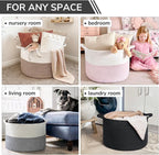 INDRESSME XXXLarge Blanket Basket 21.7" x 21.7" x 13.8" Woven Storage Baskets Soft Cotton Rope Toy Baskets Storage Kids Decor