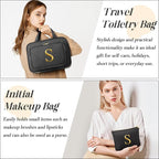 Gifts for Women, Initial Toiletry Makeup Bag Hanging Cosmetic Organizer with Embroidery Letter Personalized Nurse Teacher App