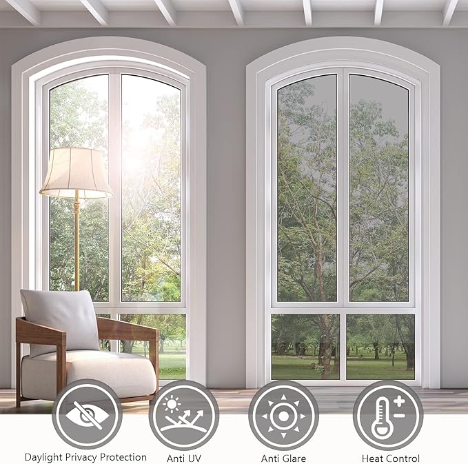 KESPEN Window Film Privacy One Way Daytime Reflective Window Film Heat Control Glass Window Tint Mirror for Office Building Home, Silver, 47.2 Inch X 19.7 Feet
