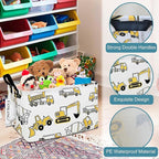FANKANG Storage Bins, Nursery Hamper Canvas Laundry Basket Foldable with Waterproof PE Coating Large Storage Baskets for Kids