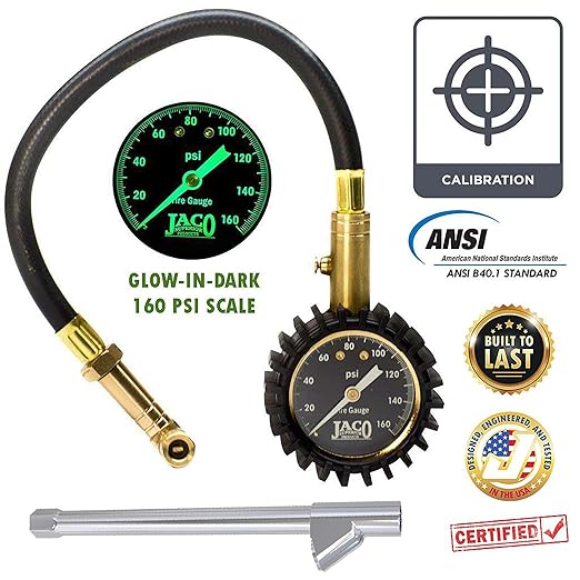 JACO EliteProPlus Tire Pressure Gauge with Dually Air Chuck - 160 PSI