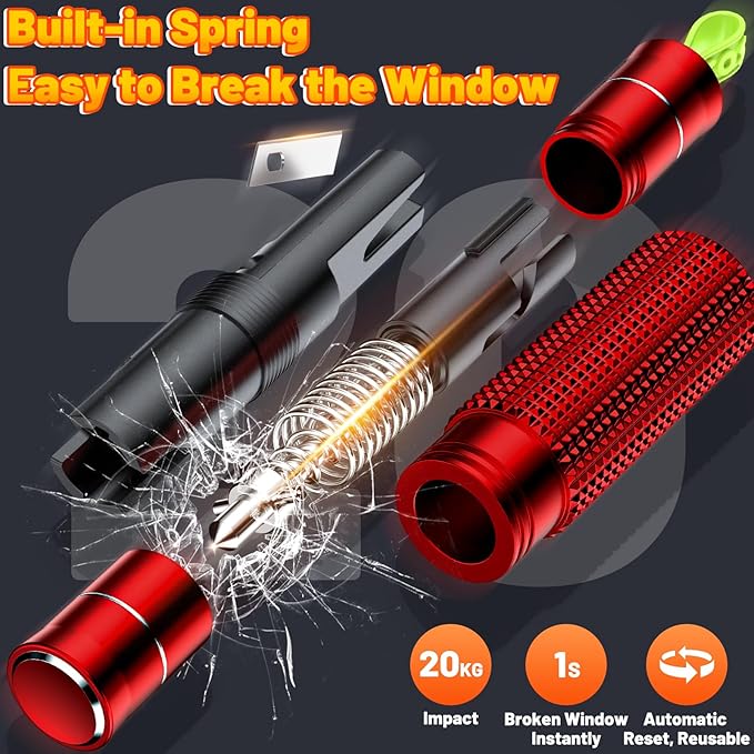 Safety Hammer - Safe Hammer Glass Breaker Under Water, Upgraded Antiskid, Car Hammer Seatbelt Cutter Car Window Breaker Emerg
