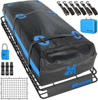 Mockins 84"x39"x6" XL Extendable Roof Rack Cargo Carrier & 35 CuFt Waterproof Cargo Bag for Top of Car | 3 Length Sizes: 40", 63", 84" Luggage Rack for SUV Car & Truck with Roof Basket Accessories