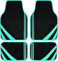 CAR PASS Mint Green Edge Leather Car Floor Mats, Universal Car Mats with Double Stitch Line and Anti-Slip Backing Design, for