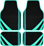 CAR PASS Mint Green Edge Leather Car Floor Mats, Universal Car Mats with Double Stitch Line and Anti-Slip Backing Design, for