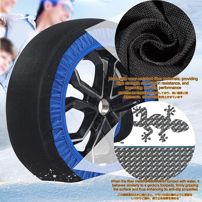 Tire Socks For Snow,Tire Snow Socks,Snow Chain,Car Snow Chains For Tires,Two-Pack,Easy To Install,Strong Grip,Reusable,For Em