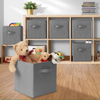 Casafield Set of 6 Collapsible Fabric Cube Storage Bins, Gray - 11" Foldable Cloth Baskets for Shelves, Cubby Organizers & Mo