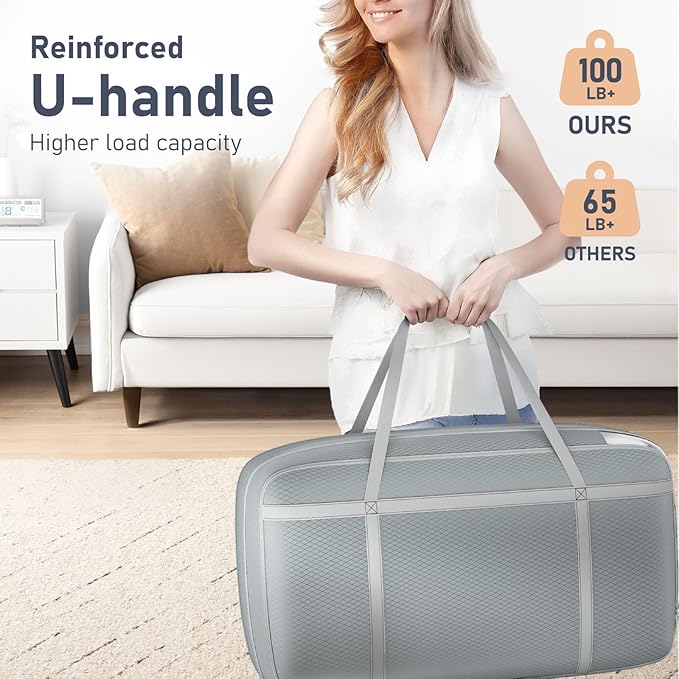 DIMJ Compression Moving Bags - Extra Large Heavy Duty Comforter Storage Bag with Window, Packing Totes With Strong Handles & 