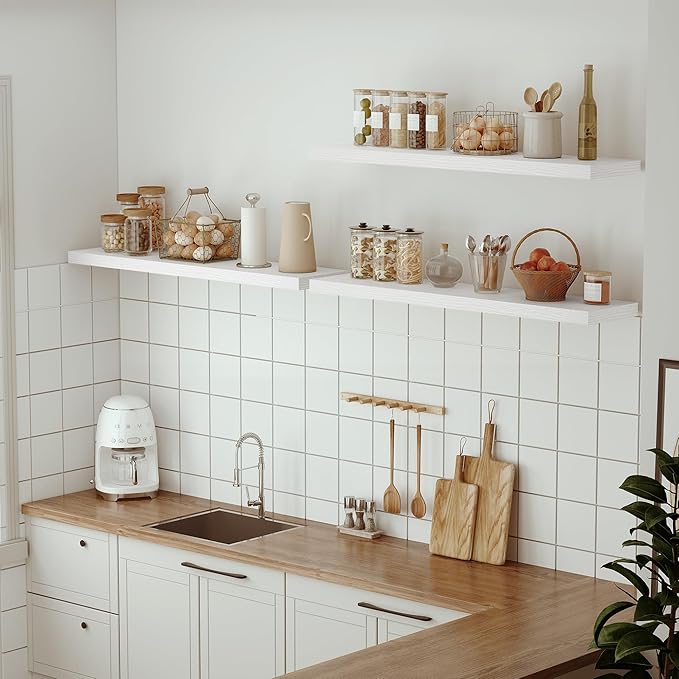 Vivelove Single Floating Shelves 48 Inches, 48 x 10 inch Deep x 1.8 in Thick, Long Wall Shelves Heavy Duty 80 lbs for Bedroom