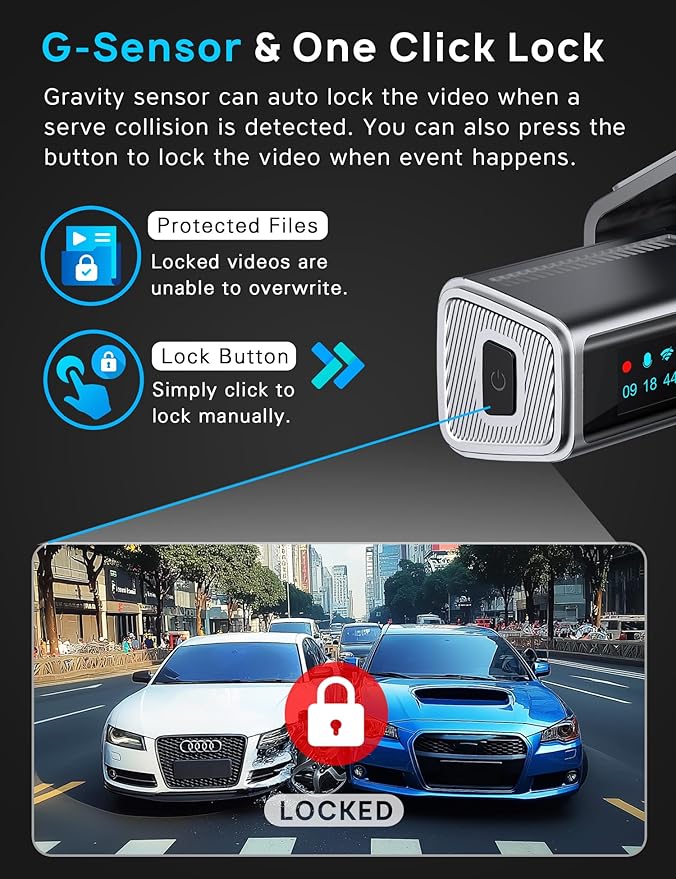 Navycrest 4K Dash Cam Front and Rear with 64GB Card, Built-in 5G WiFi, Dash Camera for Cars 4K Front and 1080P Rear, Dashcams