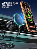 MOKPR for iPhone Magsafe Car Mount Charger, Wireless Car Charger Magnetic Car Phone Holder for Dash Air Vent-LED HandsFree Car Mount Fast Car Charger for iPhone 17/16/15/14/13/12