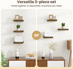Fun Memories Floating Shelves for Wall - 7.5 Inch Square Shelves with Invisible Brackets, Small Wall Shelf for Living Room, B