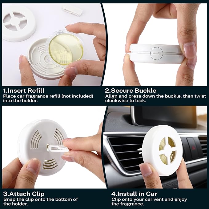 Car Fragrance Holder Compatible with Bath & Body Works Refills (Not Included), Air Freshener Vent Clip or Visor Clip, Refilla