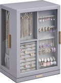 Glimmloop 360° Rotating Jewelry Box with 7 Drawers, Spacious Vertical Jewelry Organizer with Glass Window, Jewelry Storage Ca