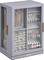 Glimmloop 360° Rotating Jewelry Box with 7 Drawers, Spacious Vertical Jewelry Organizer with Glass Window, Jewelry Storage Ca