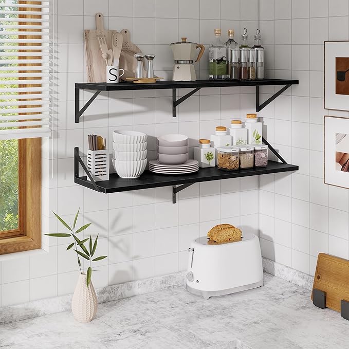 Floating Shelves for Wall,40" Wall Mounted Shelves Set of 2,Long Wood Floating Shelves,Hanging Wide Display & Storage Shelf w