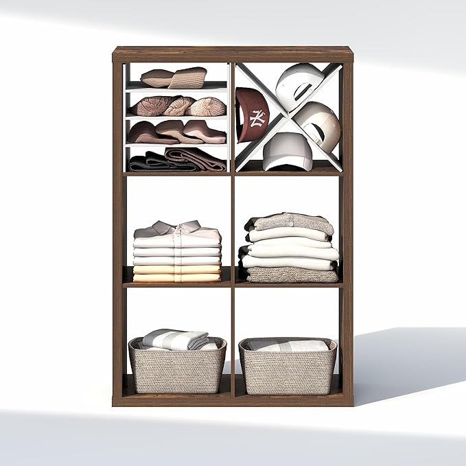 Furinno Cubic Closet Organizers and Storage, 6-Cube Closet Organizer, Open Shelf Closet Storage, Extra Thick Frame for Wardro