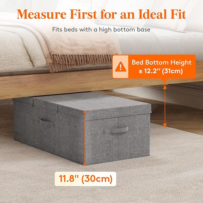 Lifewit 100L Under Bed Storage Containers, 11.8 Inch Tall Underbed Clothes Storage Organizer Bin with Sturdy Sidewalls, Botto