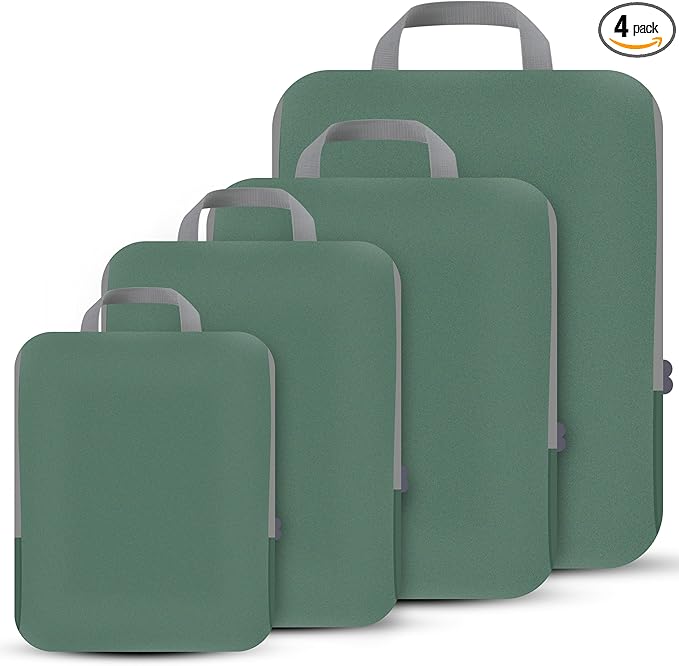 PANDA JOYS 4 Set Compression Packing Cubes Travel - Travel Accessories Expandable Packing Organizers for Carry On - Essential