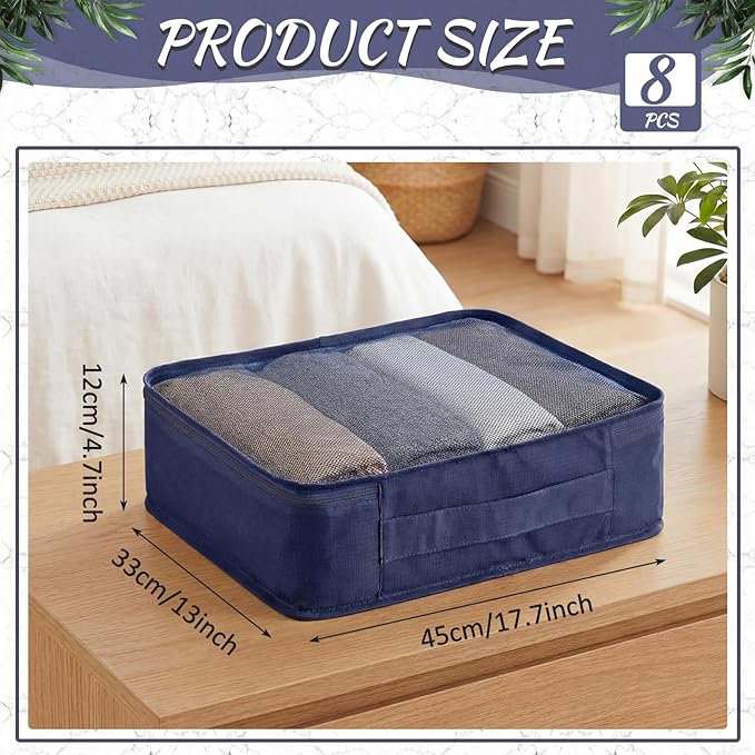 Silkfly 8 Pcs XL Packing Cube for Travel Luggage Organizer Suitcase High Capacity Large Packing Bag Bulk Reusable Mesh Travel