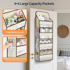 Yecaye Over The Door Organizer, Heavy Duty Hanging Organizers and Storage with 4 Large Capacity Pockets, Swing-Proof Behind T