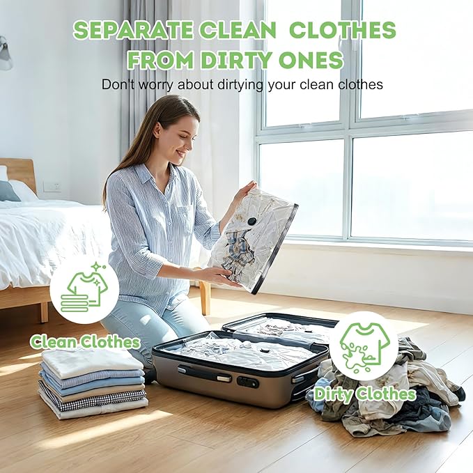 Mapambo Vacuum Storage Bags with -60000Pa USB Pump, 15 Pack Vacuum Seal Bags for Clothing Travel in 3 Sizes, Travel Vacuum Ba