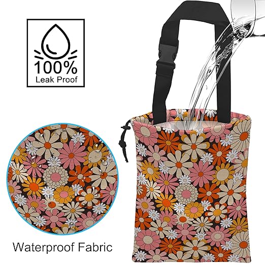Car Trash Bag Vintage Groovy Flowers Car Garbage Bag Hanging Car Trash Can