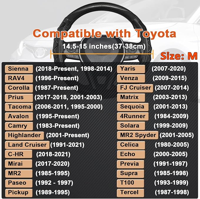 GIANT PANDA Steering Wheel Cover for Toyota, Auto Car Steering Wheel Cover for Toyota Highlander Rav4 Corolla Camry,Standard 
